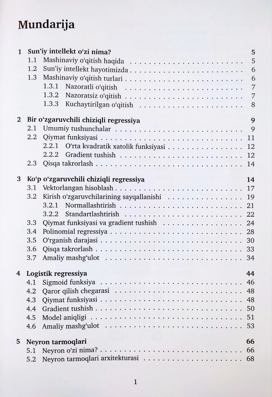 Sirojiddin Komolov, Sherzod Raxmatov: Sun'iy intellekt asoslari. Mashinaviy o’qitish arzon
