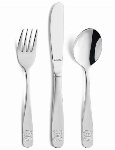 Bolalar qoshiq va vilkalar to'plami "Teddy"  Amefa 002403G015A30 arzon