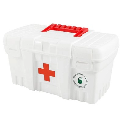 Keeplex Family doctor dori-darmon konteyneri, qisqichli va tutqichli, katta o'lchamda 38x21x19,5 sm, oq rang sotib olish