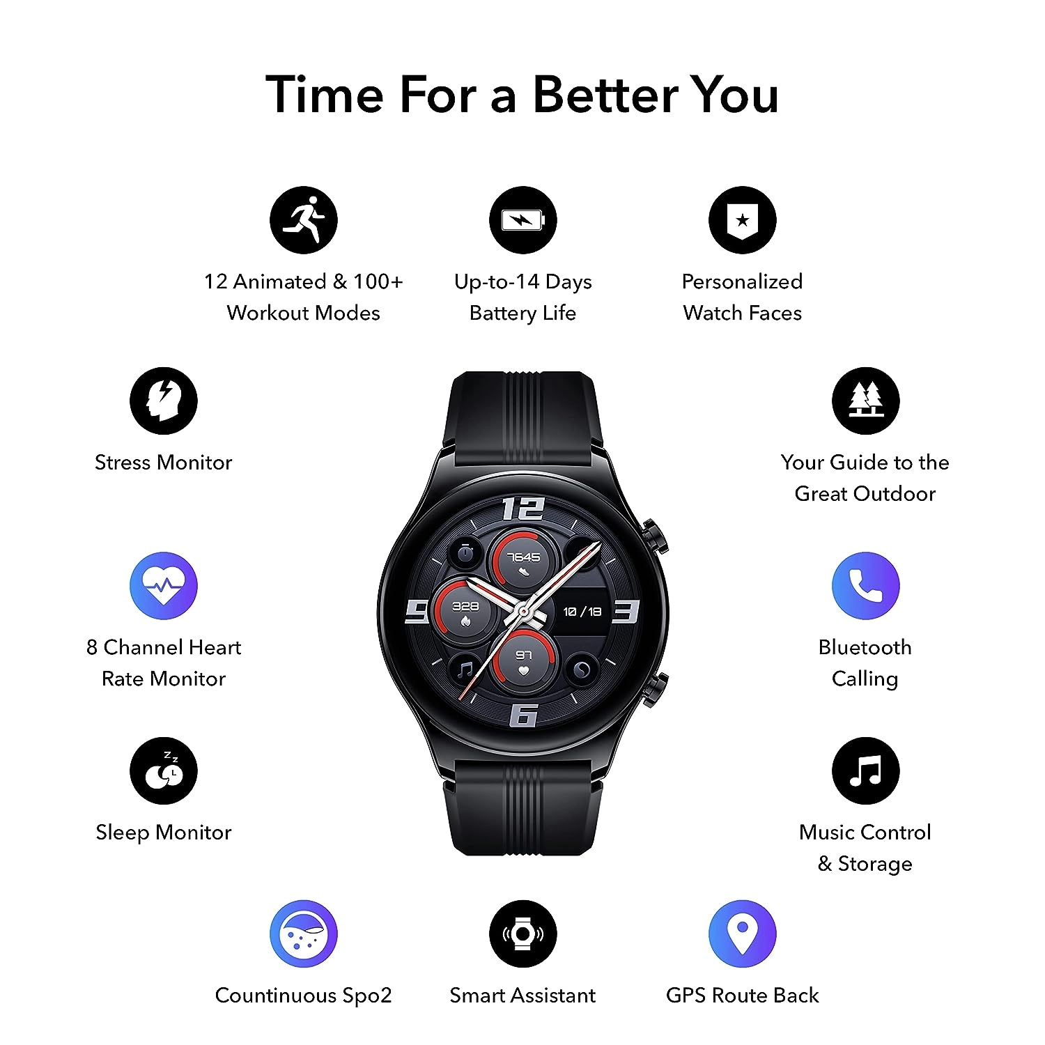 Honor Watch GS 3 qora smart soati arzon