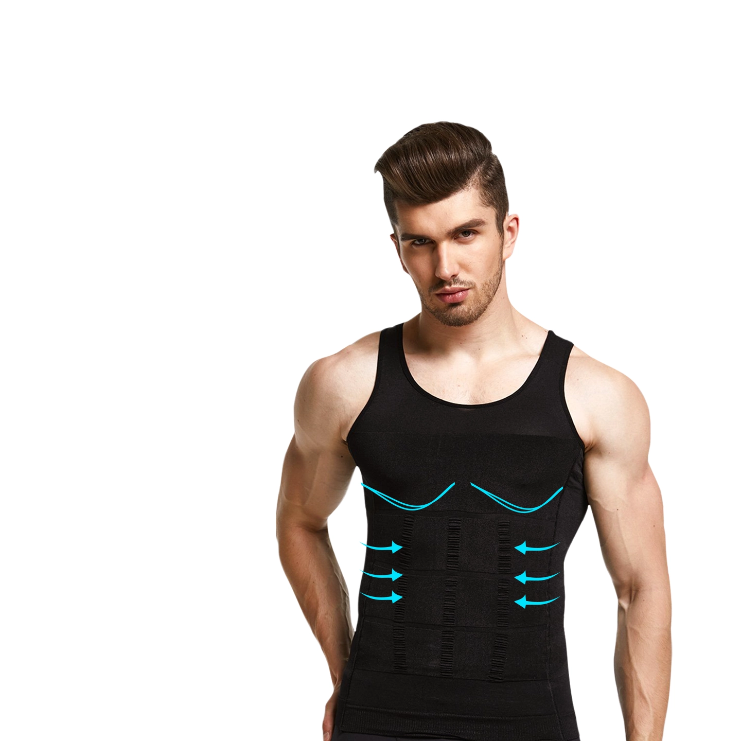 Figur qora ozg‘inlashtiruvchi erkaklar maykasi (XXL) arzon