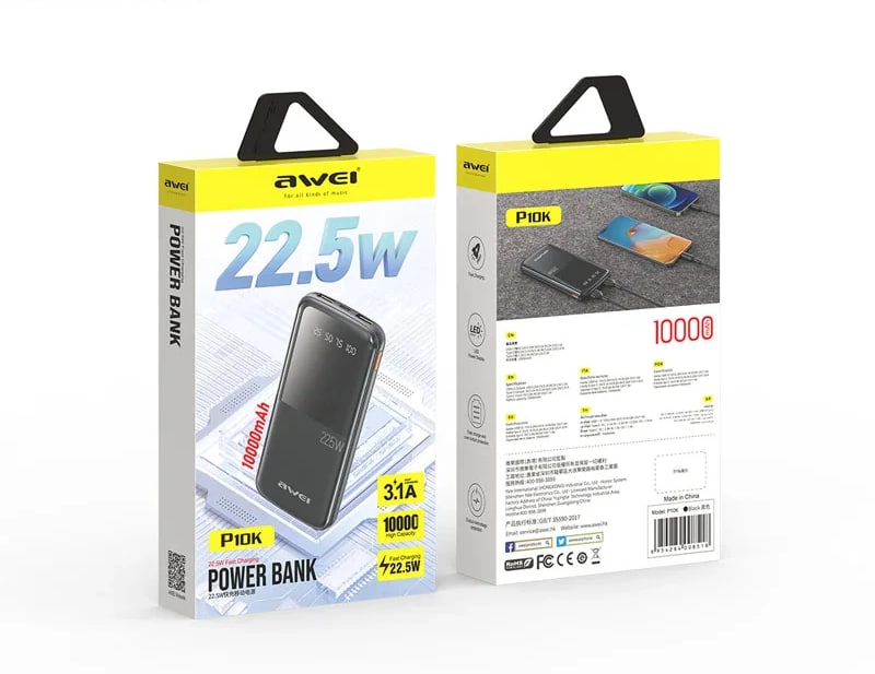 Портативный аккумулятор Awei P10K 10000mAh чёрный - фото №5 Портативный аккумулятор Awei P10K 10000mAh чёрный онлайн
