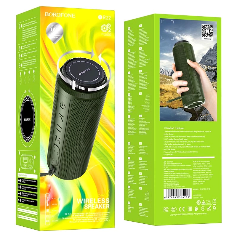 Беспроводная Bluetooth колонка Borofone BR22  зеленый - фото №4 Беспроводная Bluetooth колонка Borofone BR22  зеленый в Узбекистане
