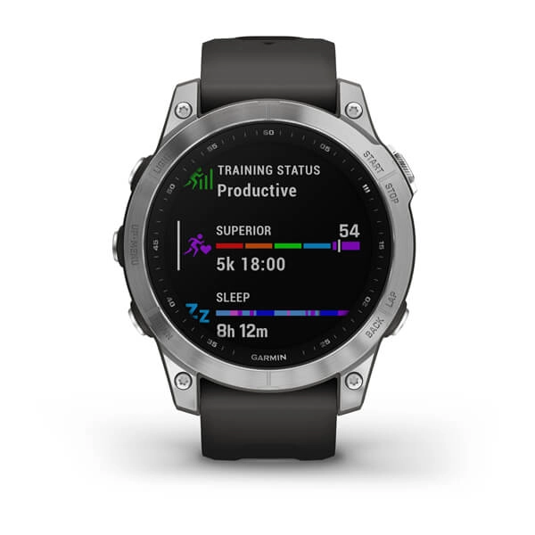 Смарт часы Garmin FENIX 7 серебристый с графитовым силиконовым ремешком цена