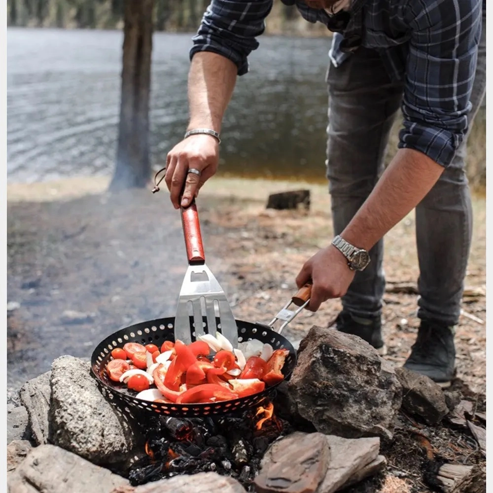 BoyScout oshxona kurakchasi (41 sm yog'och tutqichli zanglamaydigan po'latdan yasalgan, gril uchun) narxi