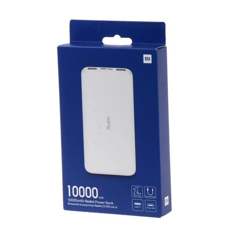 Xiaomi Redmi Power Bank 10000 mAh oq tashqi akkumulyatori onlayn