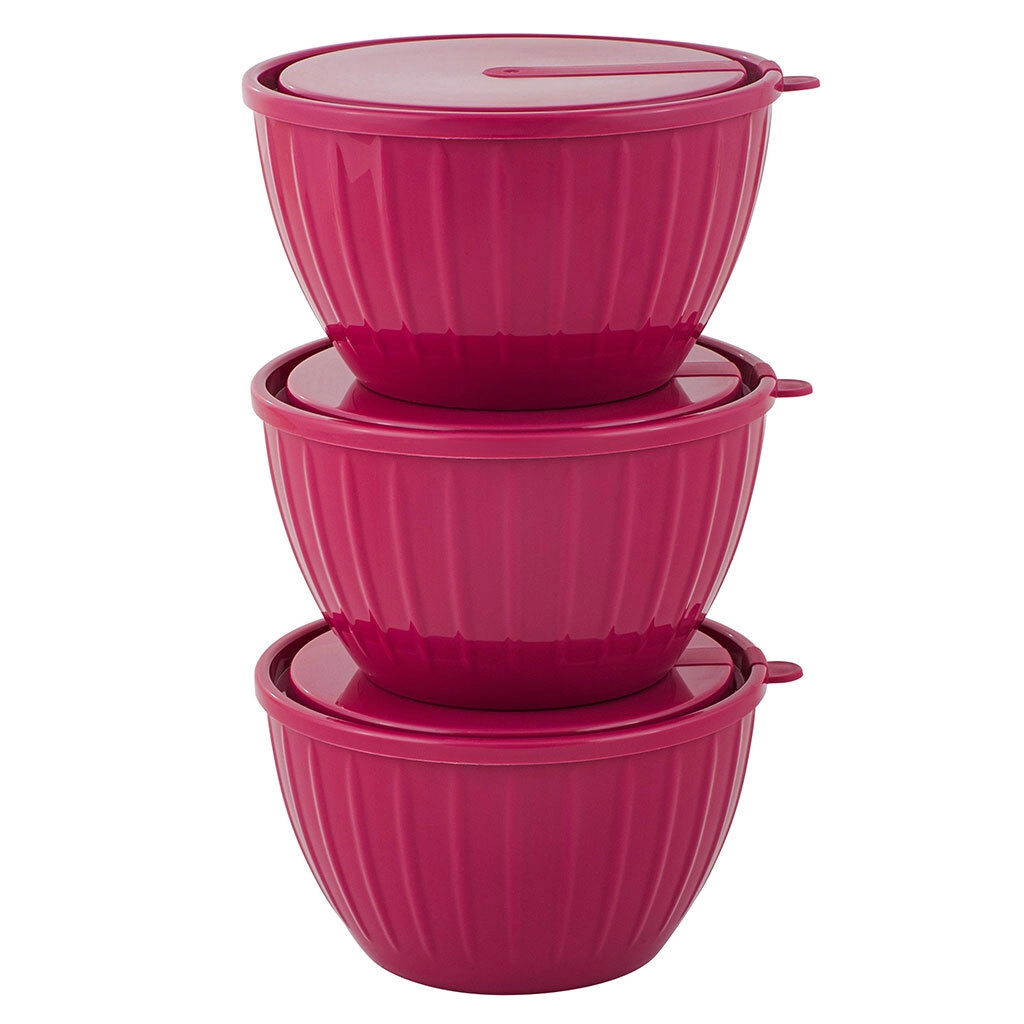 Набор салатников Sugar&Spice Vanilla, с крышками, 0,6л, 3 шт., 136х127х120 брусника купить