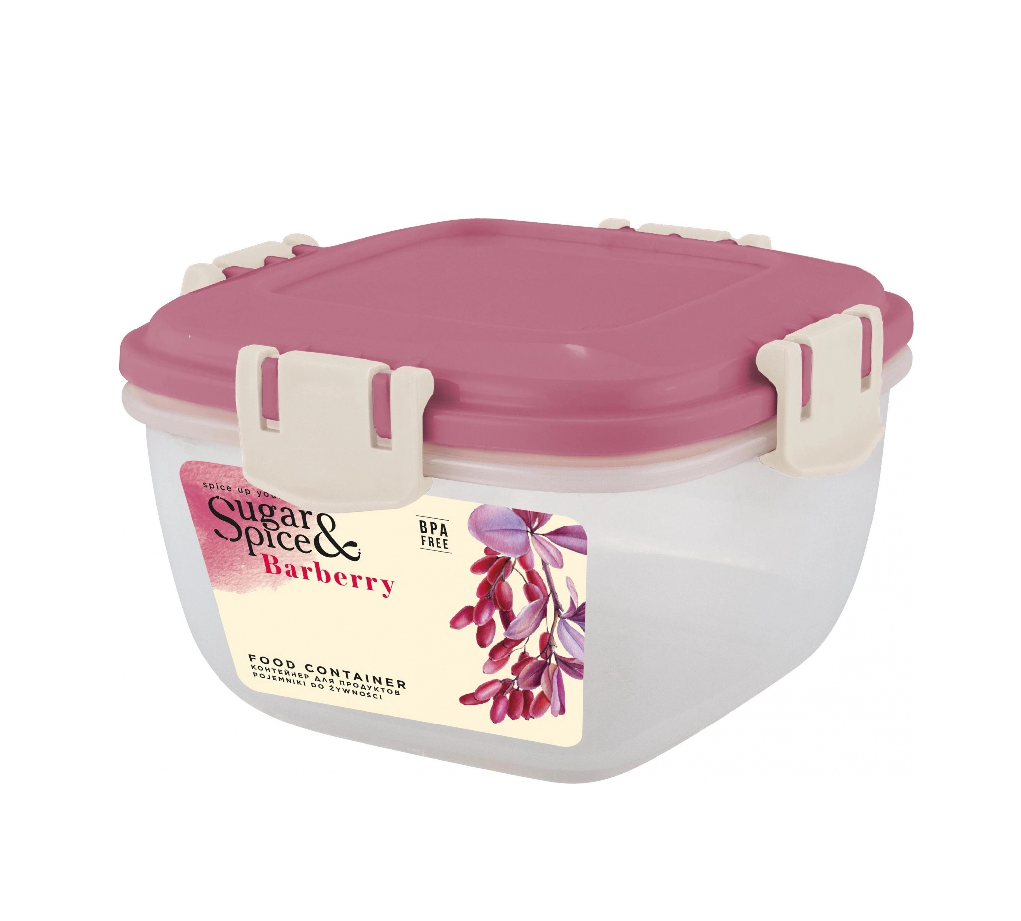 Контейнер для продуктов Sugar&Spice Вarberry, с защелками, герметичный, 0,35л брусника купить