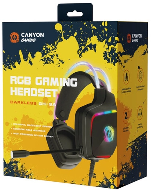 Гарнитура Canyon Darkless GH-9A Gaming 3.5 мм RGB Black цена