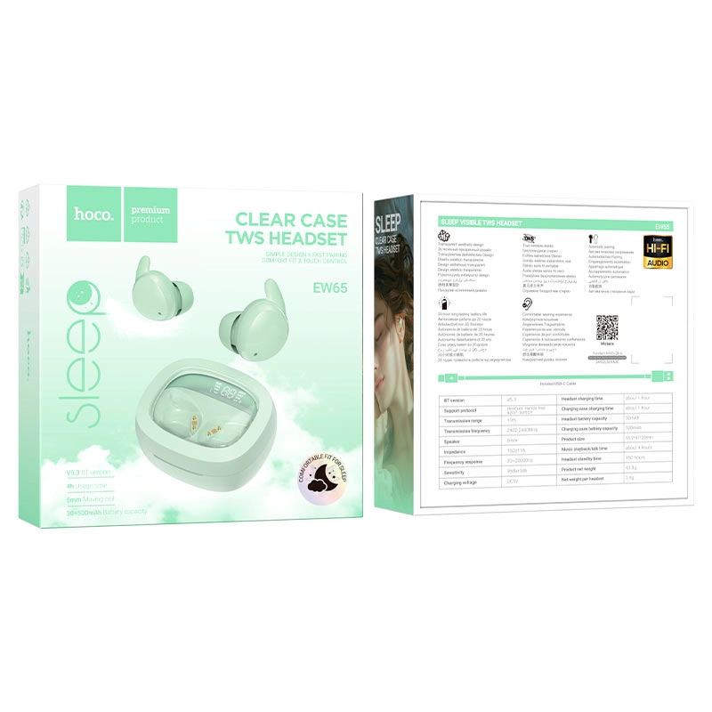 Беспроводные наушники Hoco EW65 Shadow зеленый в Узбекистане