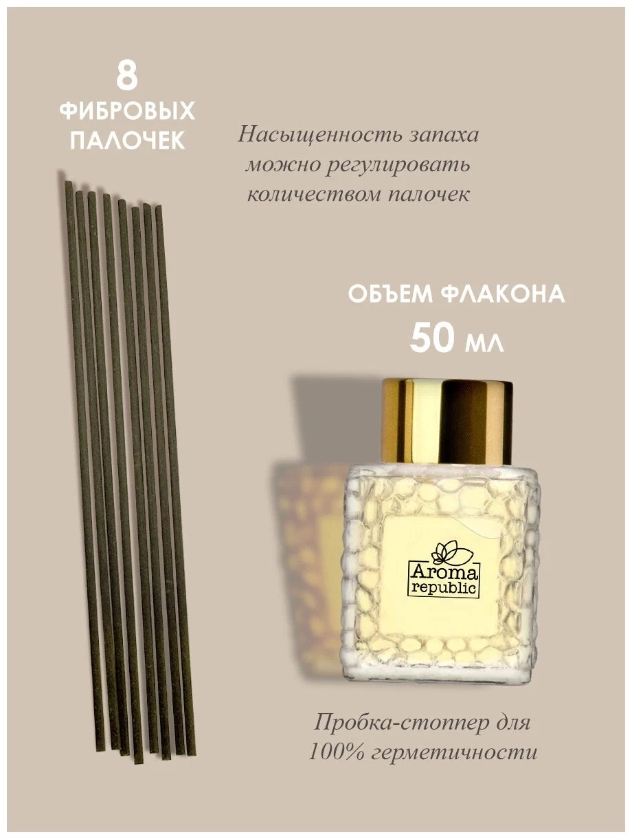 Ароматический диффузор в стеклянном флаконе Aroma Republic  Ароматический диффузор в стеклянном флаконе Aroma Republic "№51 Secret grove" 50 мл цена