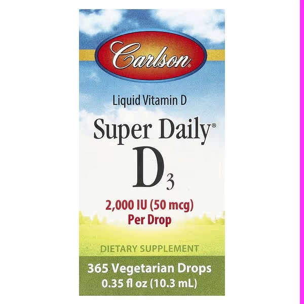 Carlson, Super Daily® D3, 50 mkg (2000 ME), 10,3 ml (0,35 suyuq unsiya) (01280) sotib olish