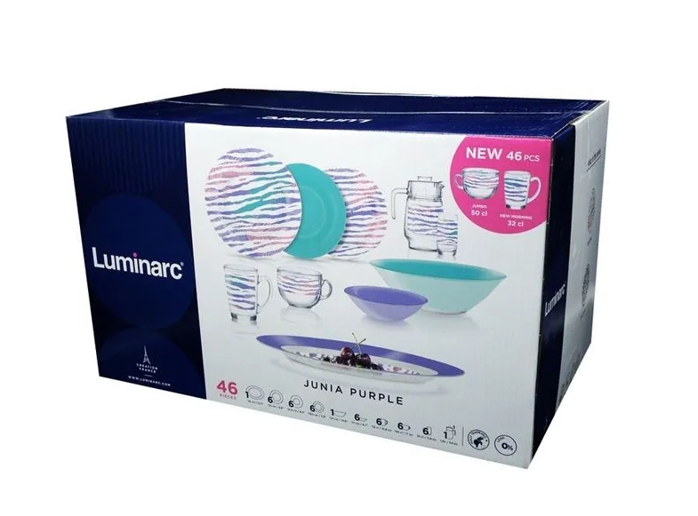 Luminarc Junia Purple 46 ta element Stol servisi (V1201) xususiyatlar