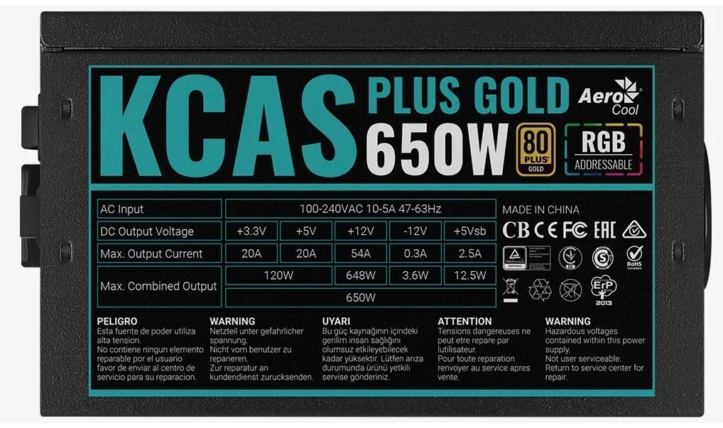 Блок питания AeroCool KCAS PLUS GOLD 650W онлайн