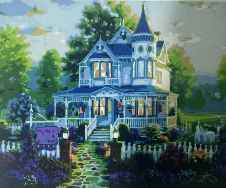 Рисование по номерам "Двухэтажный дом с цветами" (40x50 см) купить