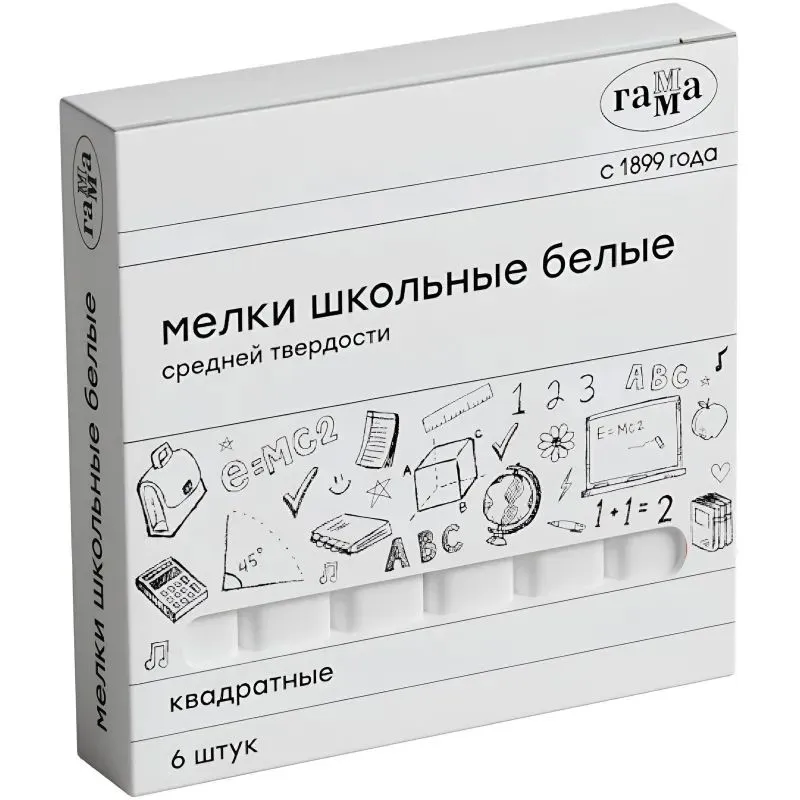 Мелки для доски Gamma белые , 6 шт (280120214) купить