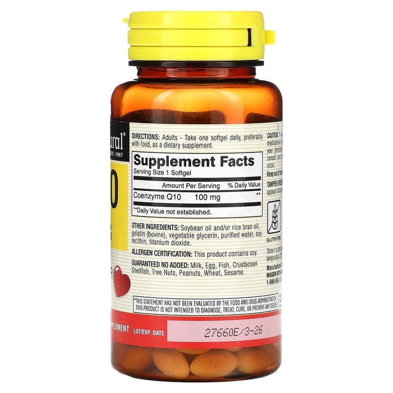 Mason Natural, Co Q10, 100 мг, 60 мягких таблеток (13198) недорого