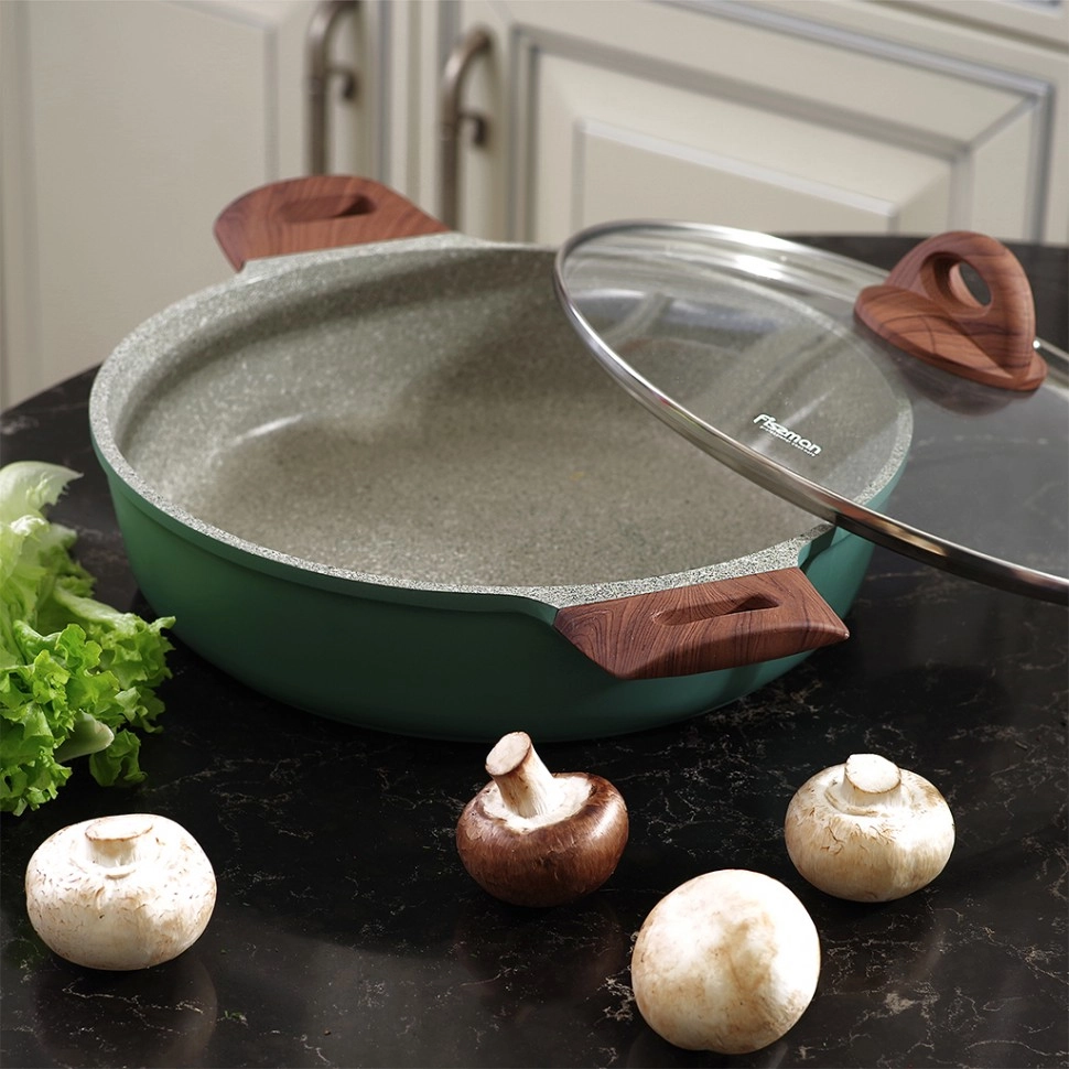 Fissman Firenza (Gredbon C2 alyuminiy yopishmaydigan qoplamali) qopqoqli tik devorli tovasi, 28x7,2 sm, 3,8 l - rasm №4 Fissman Firenza (Gredbon C2 alyuminiy yopishmaydigan qoplamali) qopqoqli tik devorli tovasi, 28x7,2 sm, 3,8 l O'zbekistonda