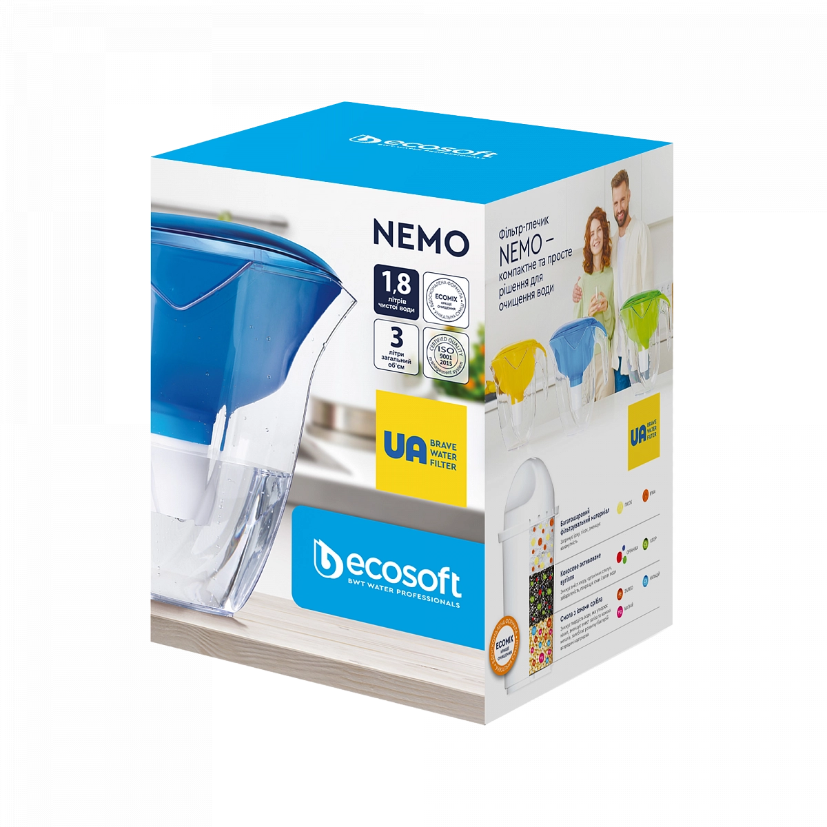 Ecosoft NEMO 3 l ko‘k filtrli ko‘zasi O'zbekistonda