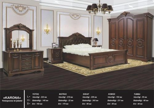 KARONA yotoqxona mebeli (yong‘oq rang) sotib olish