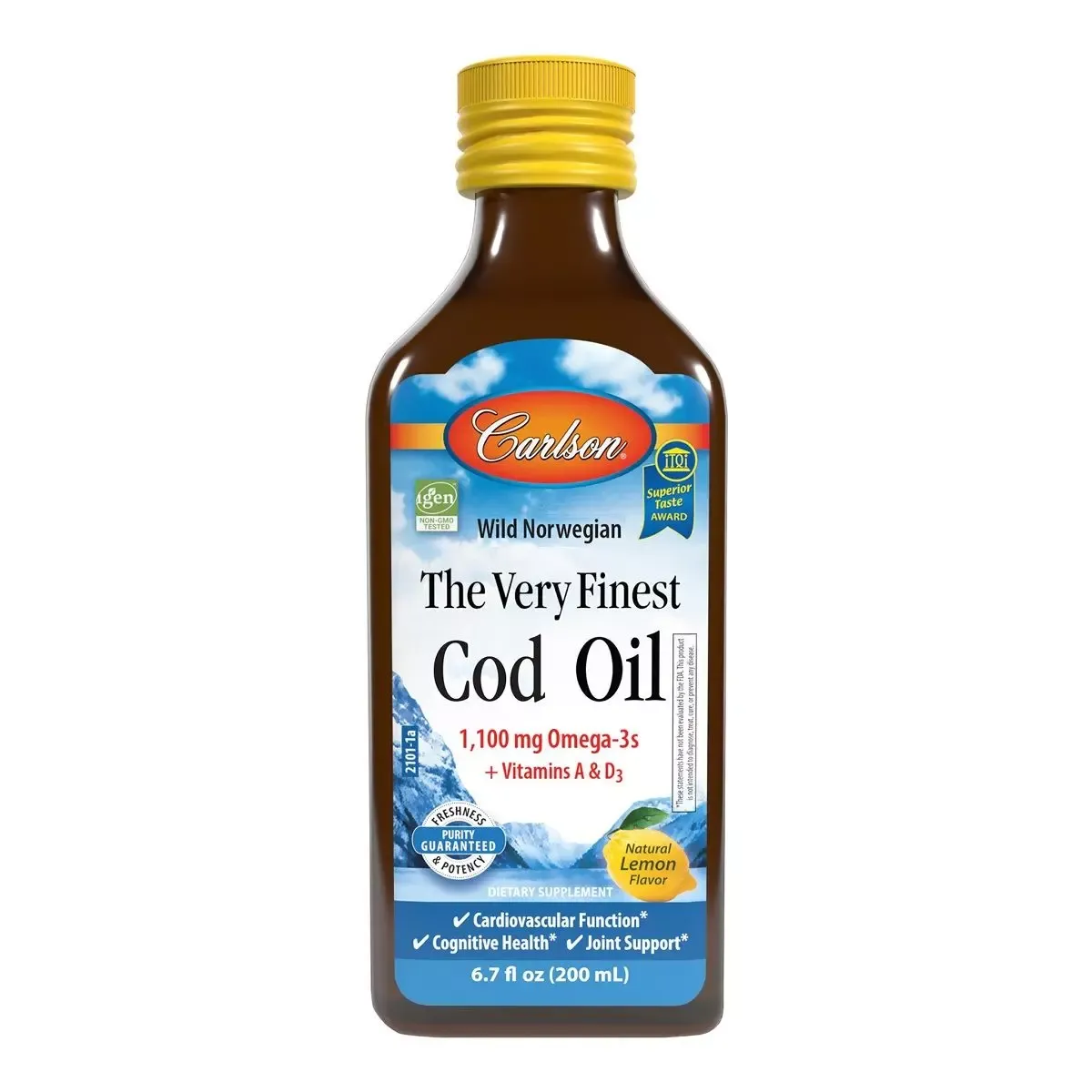 Carlson, Yovvoyi Norvegiya Treskasining Jigar Yog'i, Limon Ta'mi, Cod Liver Oil, 200 ml sotib olish
