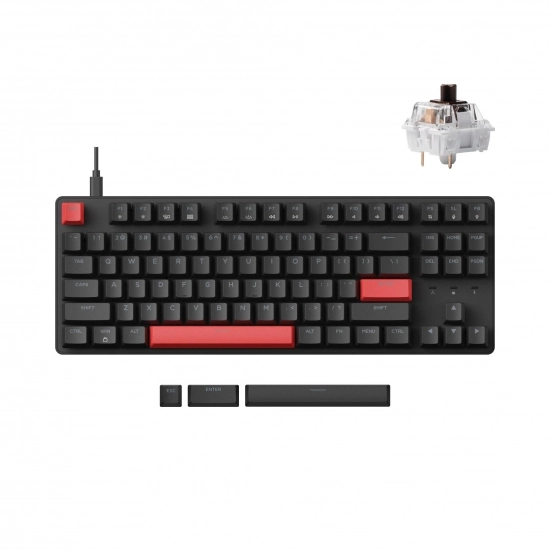 Mexanik klaviatura Lemokey X1 87Key, Keychron Red, USB-A, QMK/VIA, EN/UZ/RU, Red led, черный sotib olish
