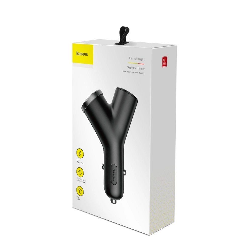 Baseus Y Type Car Charger BSC-C16N 2x1 Avtomobil quvvatlash vositasi rasm bilan