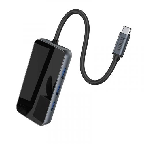 USB-концентратор Hoco HB16 Easy expand HDMI + PD + RJ45 в Узбекистане