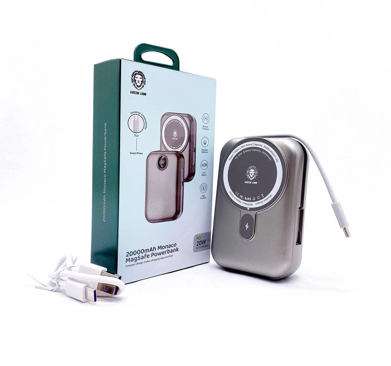 Green Lion  Monaco MagSafe Power Bank 20000mAh tashqi akkumulyatori O'zbekistonda