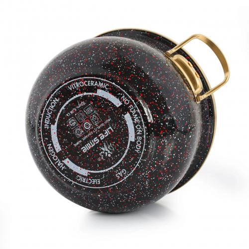 Набор эмалированных кастрюль Lifesmile Gold (чёрный, синий, бардовый, серый) рассрочка