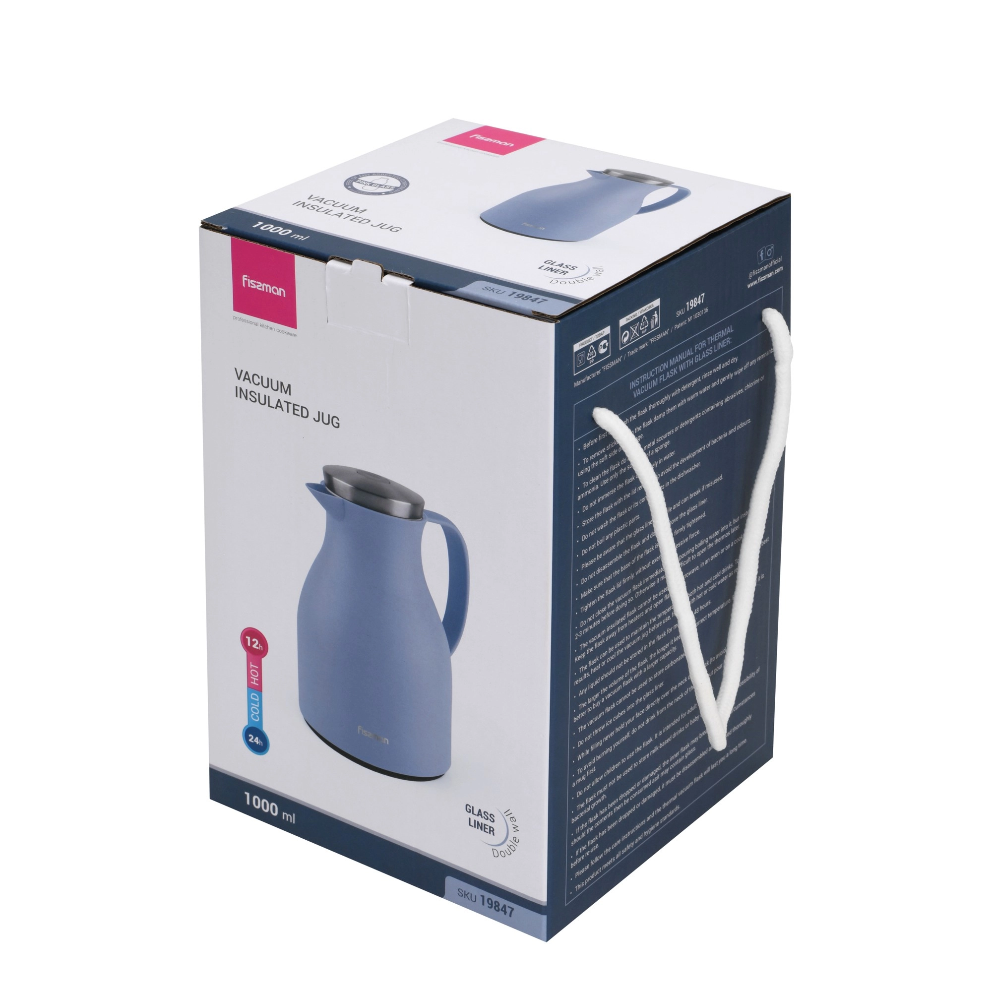 Термокувшин Fissman 1 л синий рассрочка