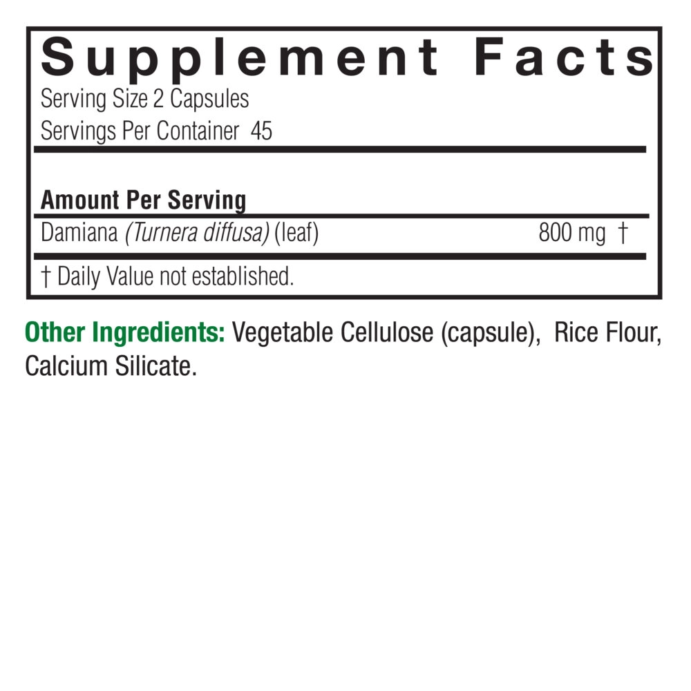 Nature's Answer Листья дамианы 90 вегетарианских капсул (16162) недорого