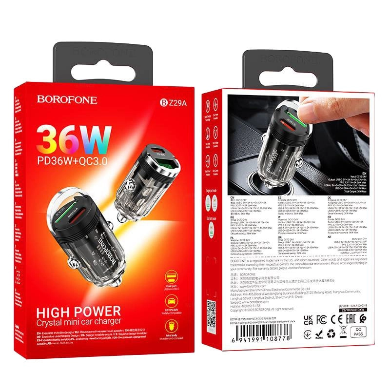 Автомобильное зарядное устройство Borofone BZ29A PD36W+QC3.0 - фото №4 Автомобильное зарядное устройство Borofone BZ29A PD36W+QC3.0 в Узбекистане