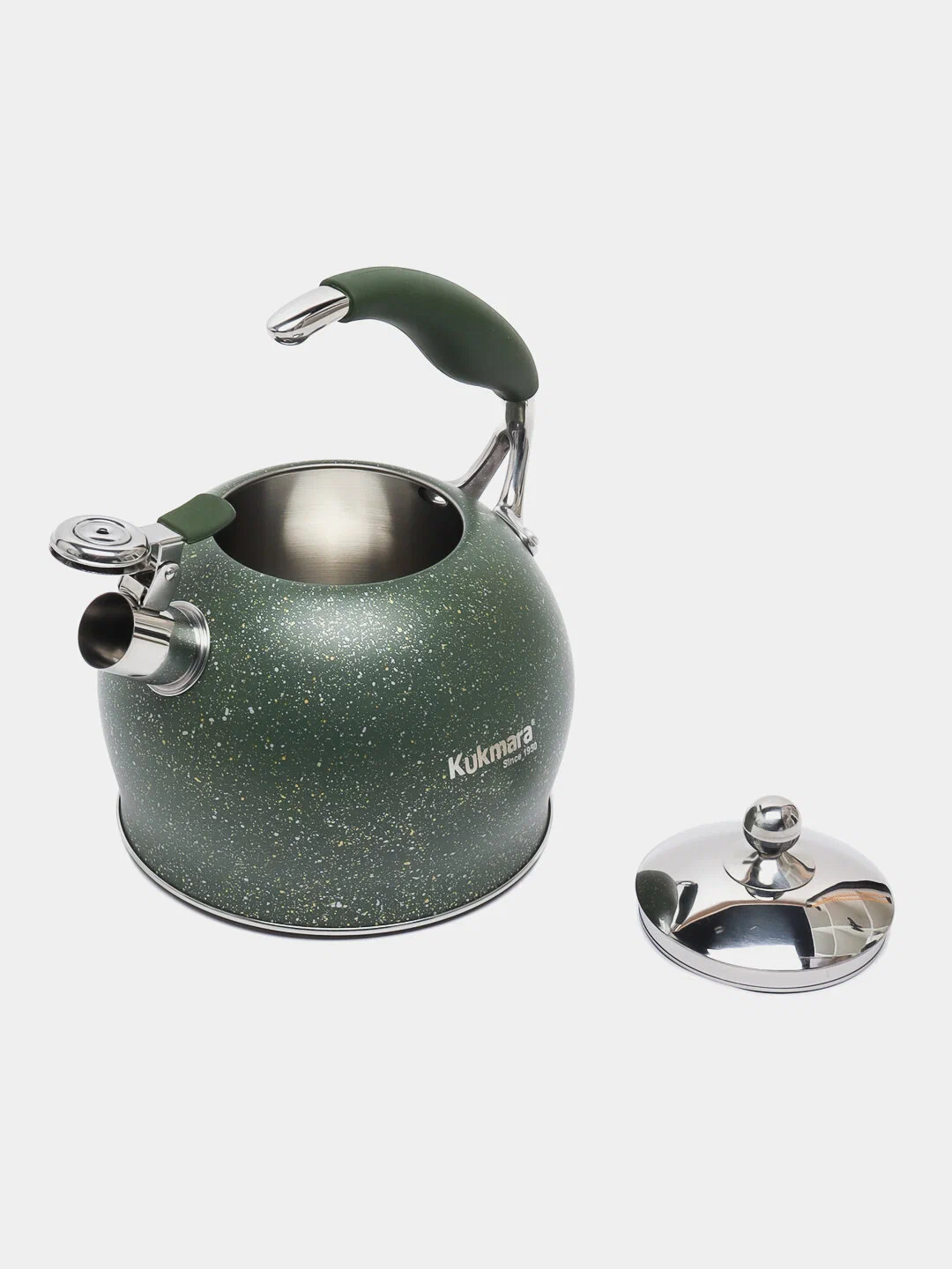 Чайник Kukmara из нержавеющей стали 3 л, со свистком, с силиконовой ручкой (ч-03) онлайн