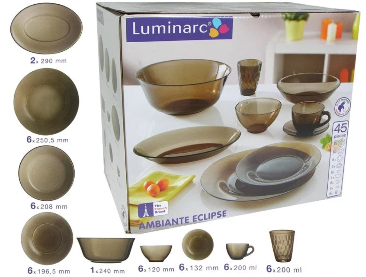Luminarc Ambiante Eclipse 45 ta element Stol servisi (L5181) bo'lib to'lash