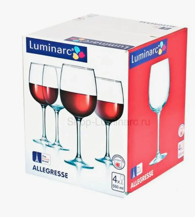 Sharob stakanlari Luminarc Allegresse 550 ml 4 dona (L1403) - rasm №3 Sharob stakanlari Luminarc Allegresse 550 ml 4 dona (L1403) arzon