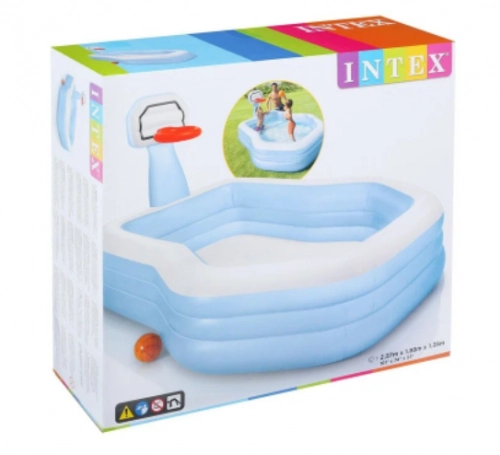 Детский надувной бассейн Intex с баскетбольным кольцом и мячиком 57183 онлайн