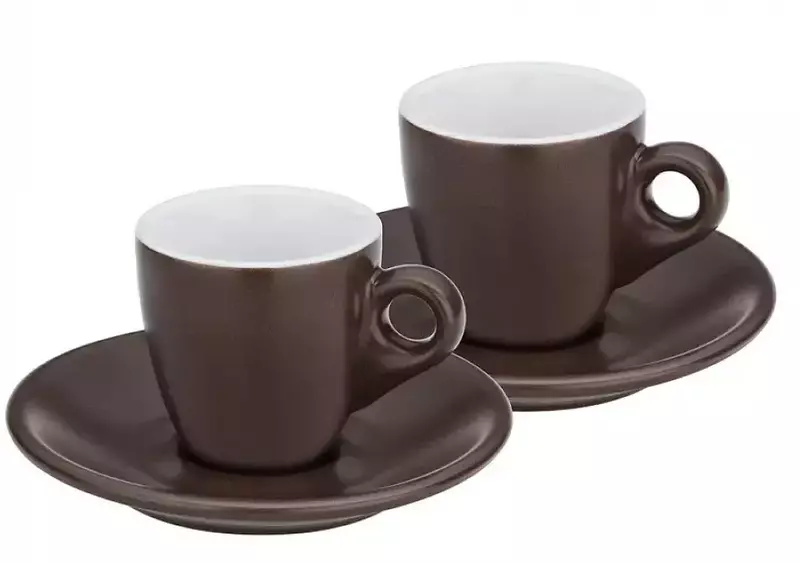 KELA Mattia espresso uchun piyola va taxtalar to'plami, 4 dona, jigarrang 12755 arzon