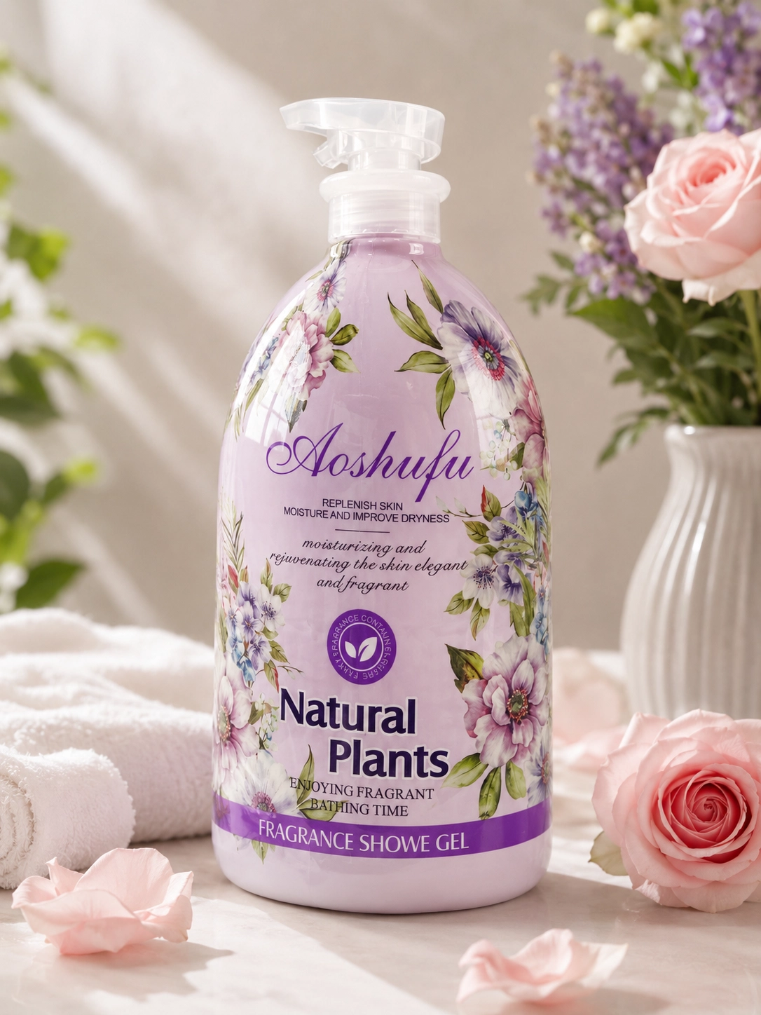 Увлажняющий гель для душа Aoshufu Natural Plants с цветочным ароматом, 1000 л купить