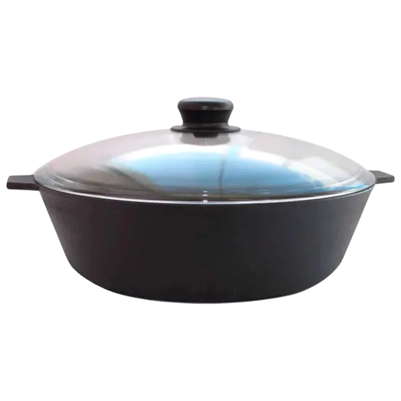 Kama idishlari ishlab chiqargan u8082 rusumli cho&lsquo;yan tova, o&lsquo;lchami 280x80, ikki dastali, shisha qopqoq bilan sotib olish