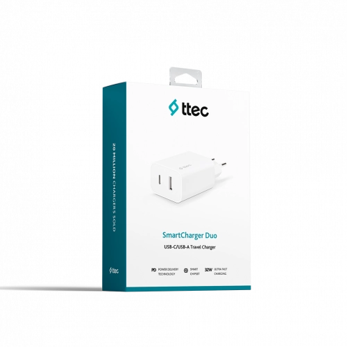 Ttec SmartCharger Duo PD USB/Type-C 32W oq zaryadlovchi onlayn