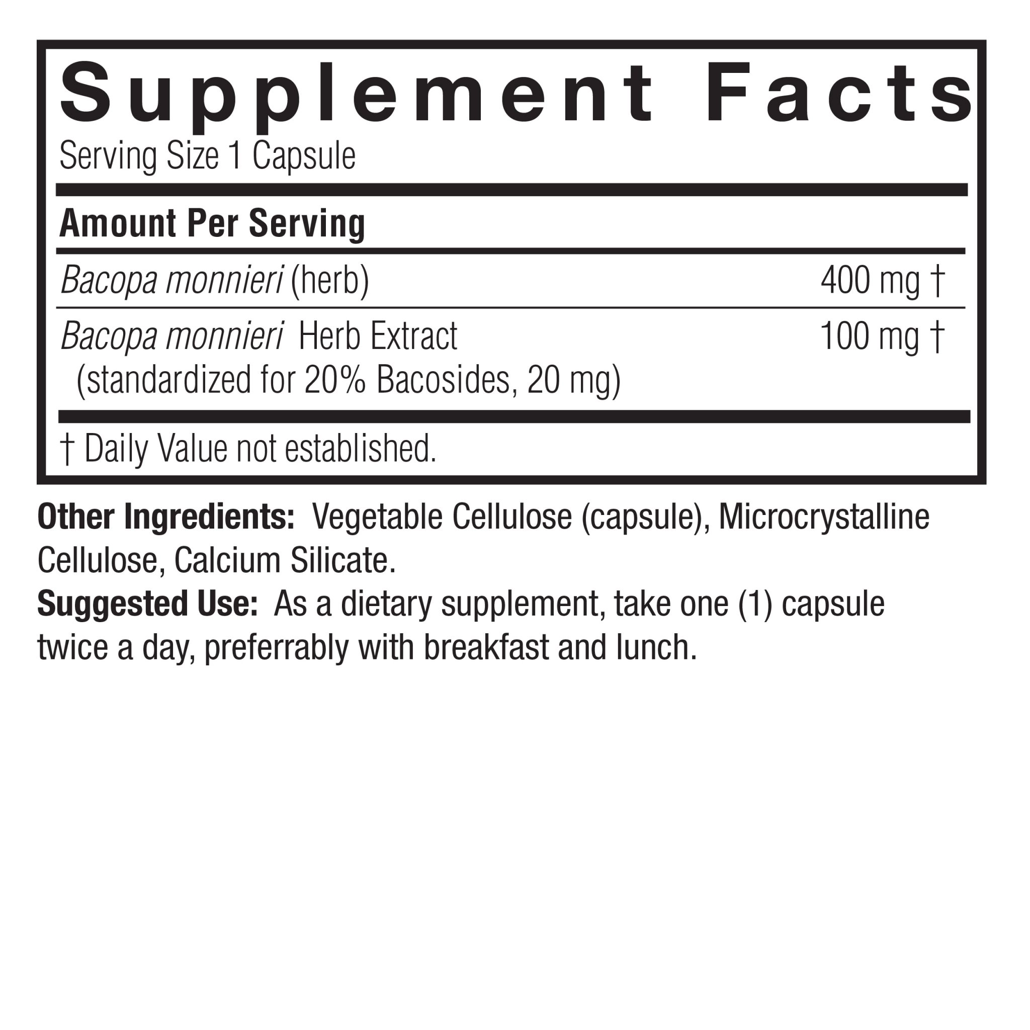 Nature's Answer Bakopa kapsulalari – 90 ta vegetarian kapsula (16360) arzon