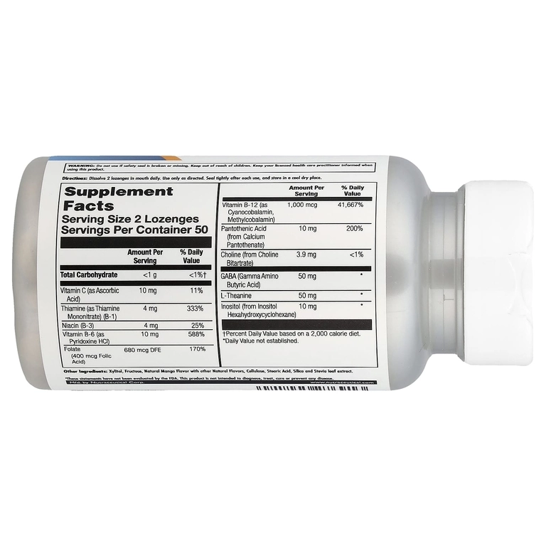 KAL, ГАМК, L-теанин, таблетки Stress B, натуральный аромат манго и танжерина, 100 таблеток (27691) недорого