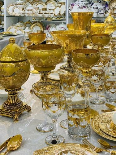 KIBELE meva va konfet idishlari to‘plami (tillarang, 12 buyumli) arzon