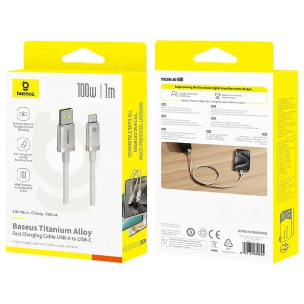Кабель Baseus Titanium Alloy USB-A to Type-C 100 Вт 1м в Узбекистане