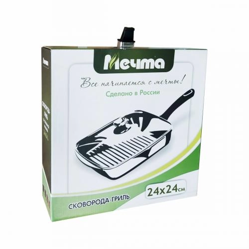 Olinuvchi dastali va qopqoqli, 24X24cm kvadrat shaklli «Mechta» tova-grili arzon