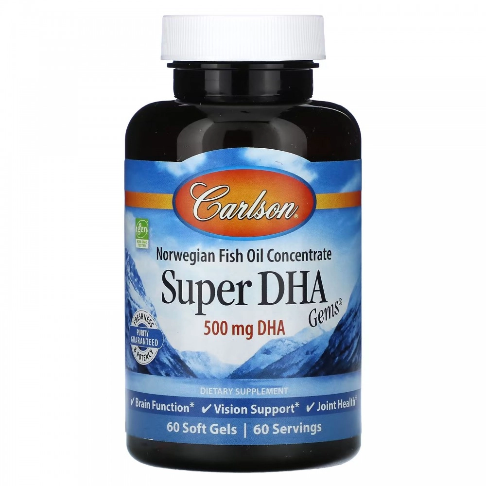 Carlson, Super DHA Gems, 500 mg DHA, 60 ta yumshoq kapsula - rasm №2 Carlson, Super DHA Gems, 500 mg DHA, 60 ta yumshoq kapsula sotib olish