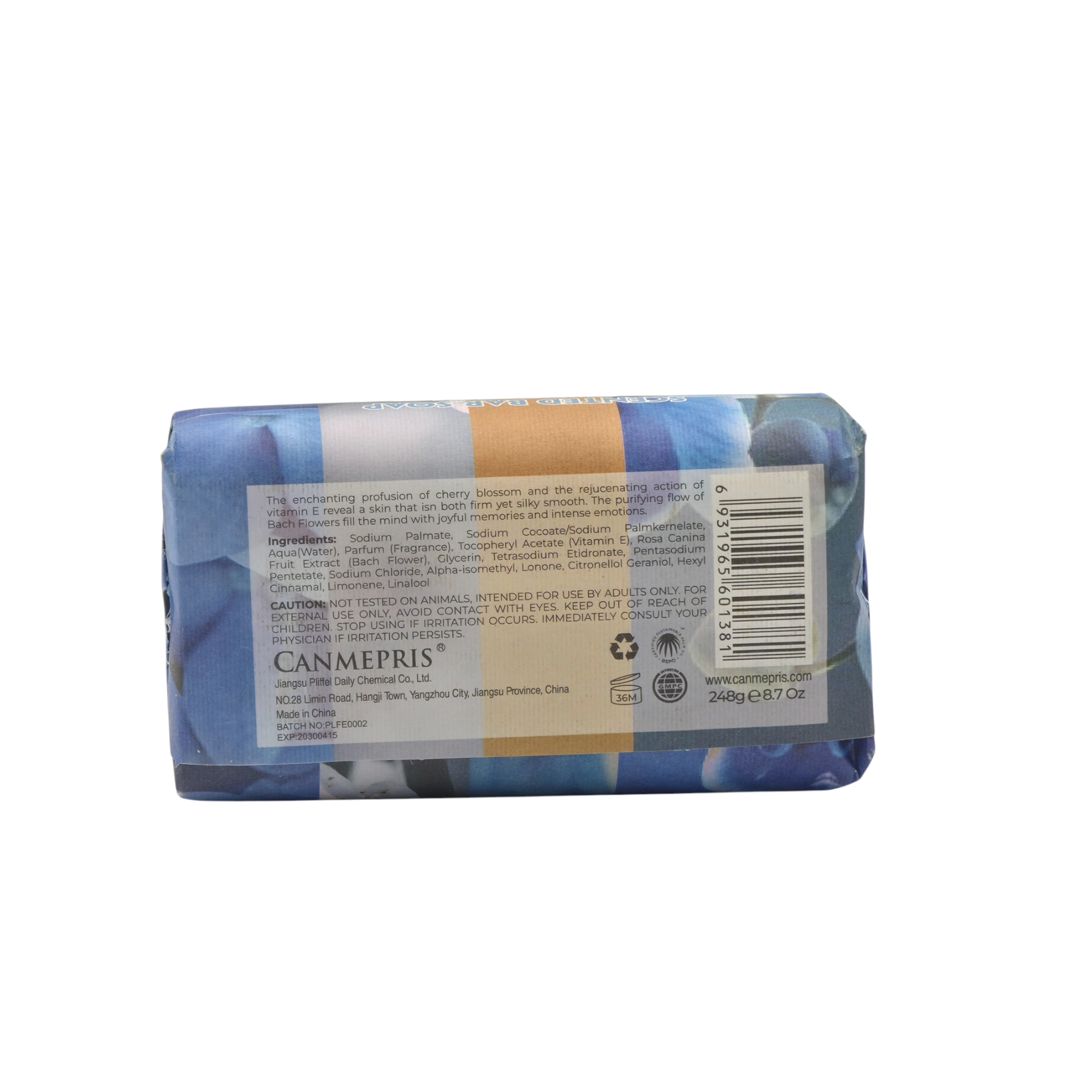 Namlovchi sovun Canmepris Scented Bar Soap Charm E va C vitaminlari bilan. Original arzon