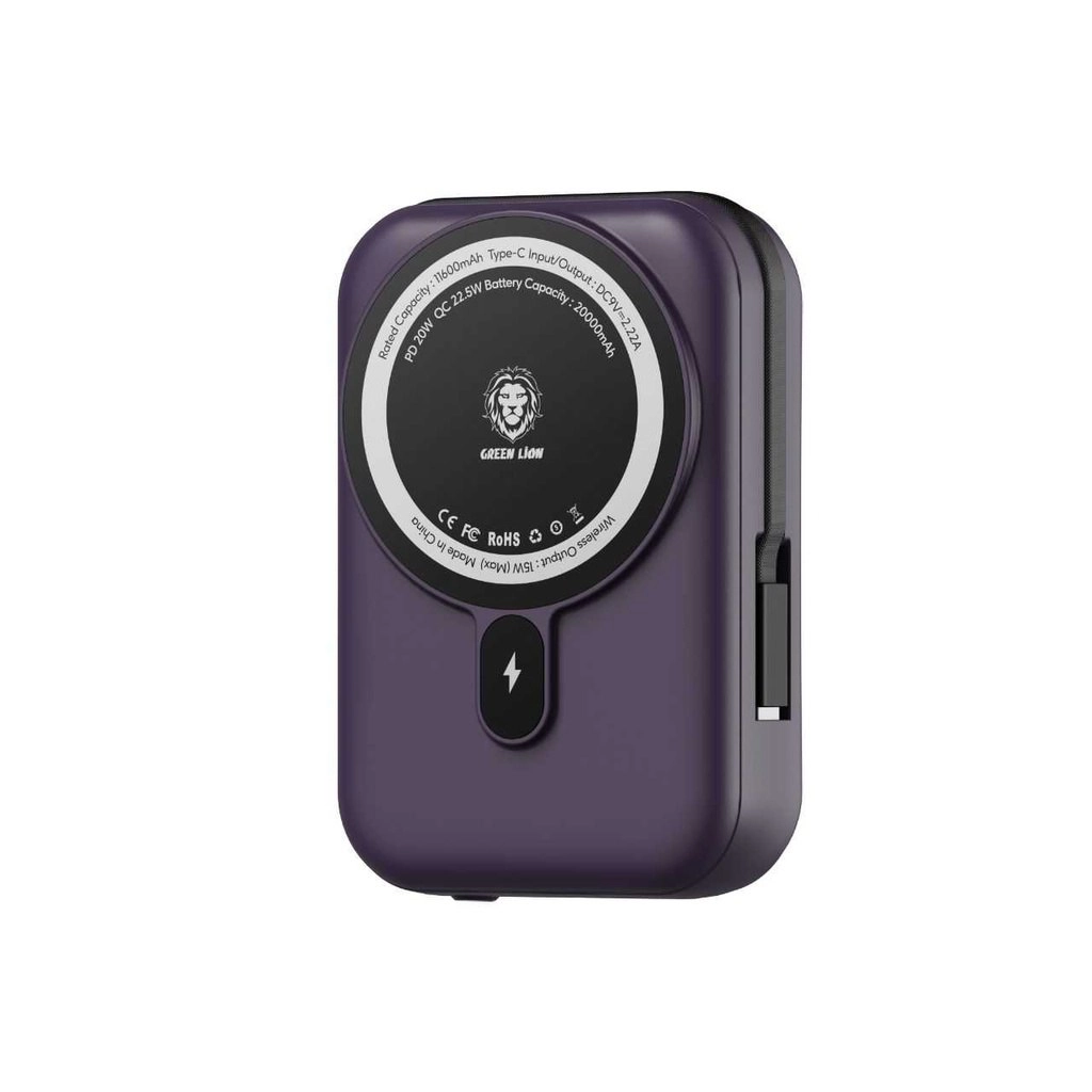 Green Lion  Monaco MagSafe Power Bank 20000mAh siyohrang tashqi akkumulyatori arzon