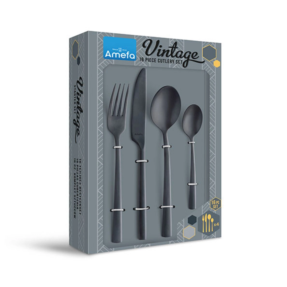 AMEFA "Vinatge Black 16" oshxona anjomlari to'plami, 9035VTVG17B78 arzon